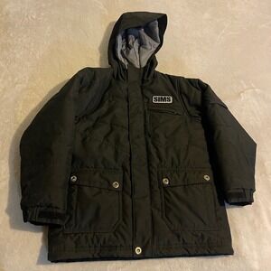 Sims Boys Ski Snowboard Jacket Black Hooded Winter Warm Size Large Insulated